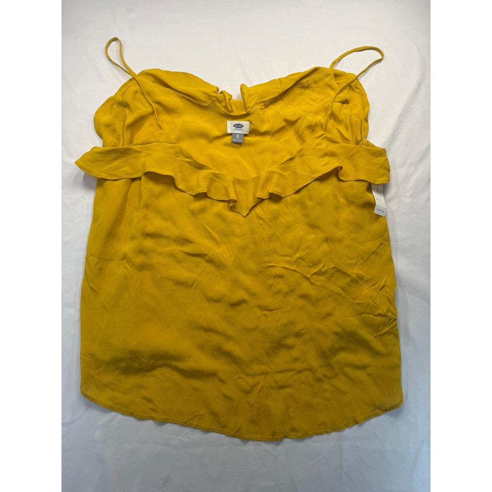 Old Navy Mustard Yellow Ruffle V-Neck Cami Spaghetti Strap Tank Top XL